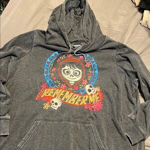Gray Disney COCO Hoodie with Colorful Skull Design